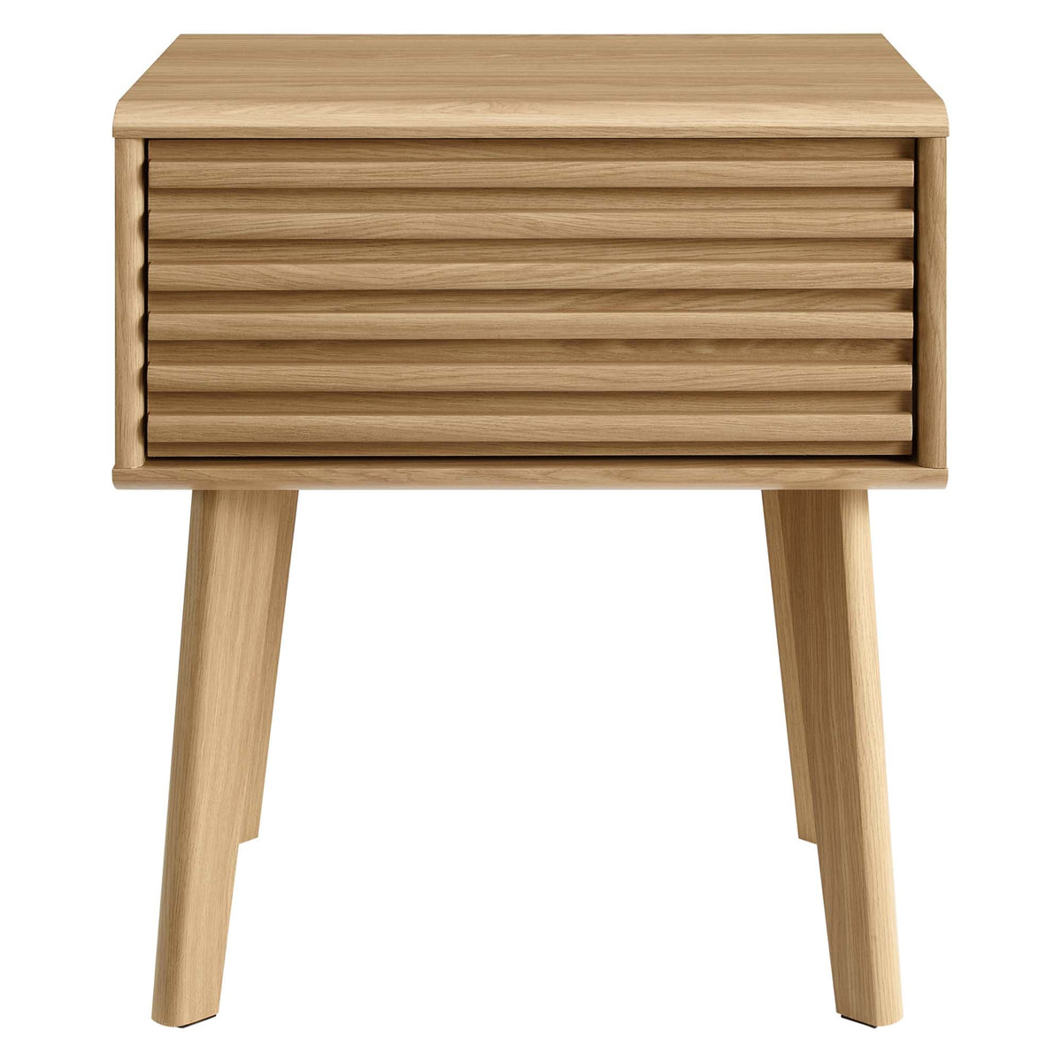 Render End Table by Modway in natural oak with slatted drawer front on Tampa Home & Garden Store