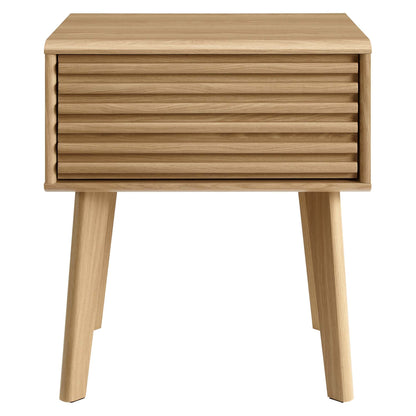 Render End Table by Modway in natural oak with slatted drawer front on Tampa Home & Garden Store
