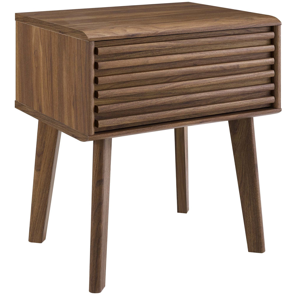 Render End Table by Modway, walnut-toned wood with a slatted front and rectangular top on Tampa Home & Garden Store