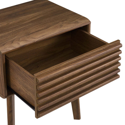 Render End Table by Modway, dark walnut wood with slatted drawer fronts on Tampa Home & Garden Store