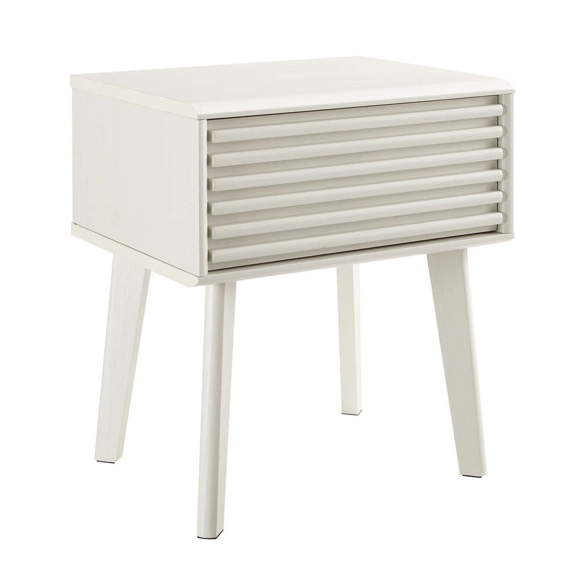 Render End Table by Modway, white wood with slatted front and tapered legs on Tampa Home & Garden Store