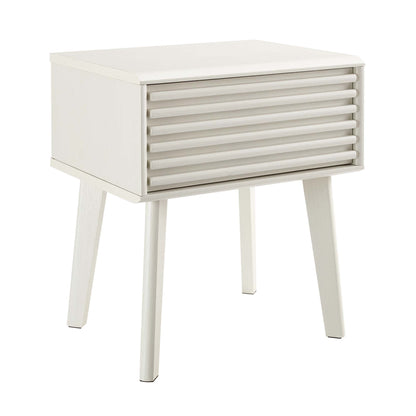 Render End Table by Modway, white wood with slatted front and tapered legs on Tampa Home & Garden Store