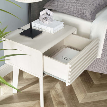 Render End Table by Modway, white wood nightstand with drawer and crystal cube decor on Tampa Home & Garden Store