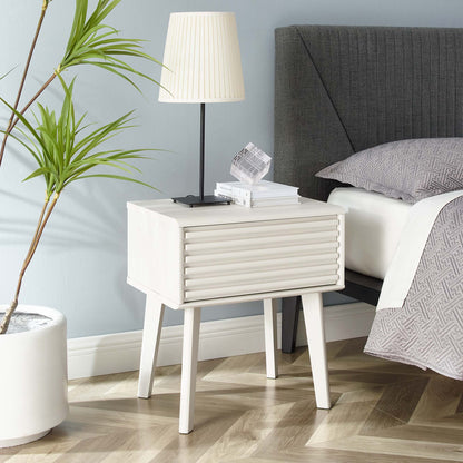 Render End Table by Modway white slatted drawer end table in modern bedroom scene on Tampa Home & Garden Store