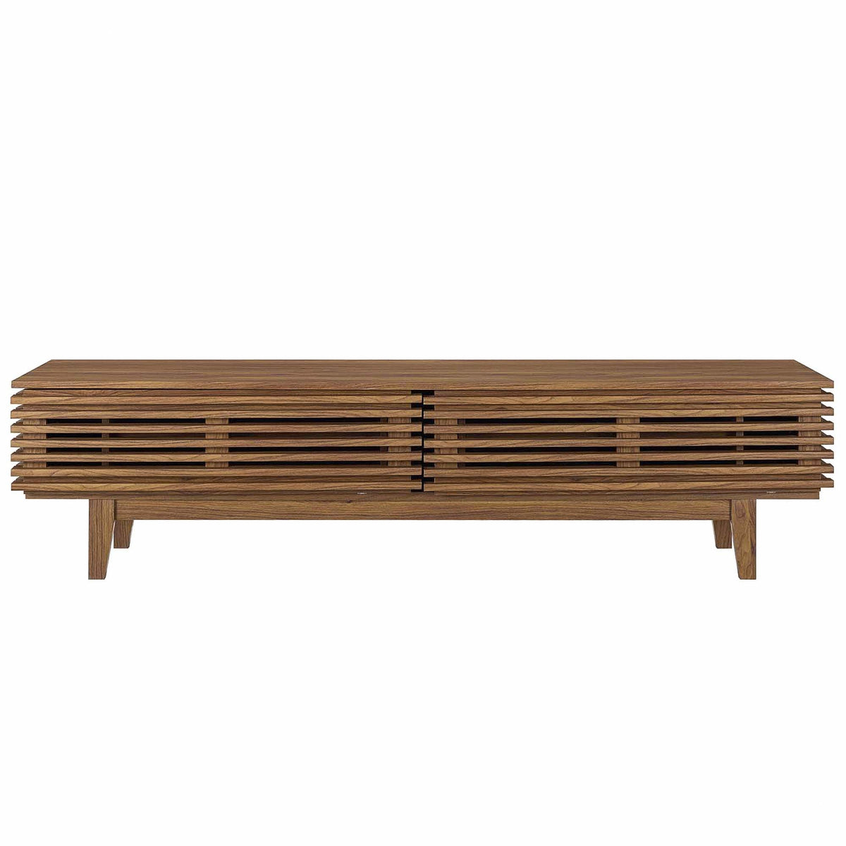 Render TV Stand by Modway, low-profile wooden living room stand with slatted sides in brown on Tampa Home & Garden Store