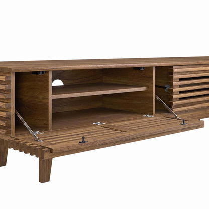 Render TV Stand by Modway, wooden living room media console with slatted sides and open shelves on Tampa Home & Garden Store