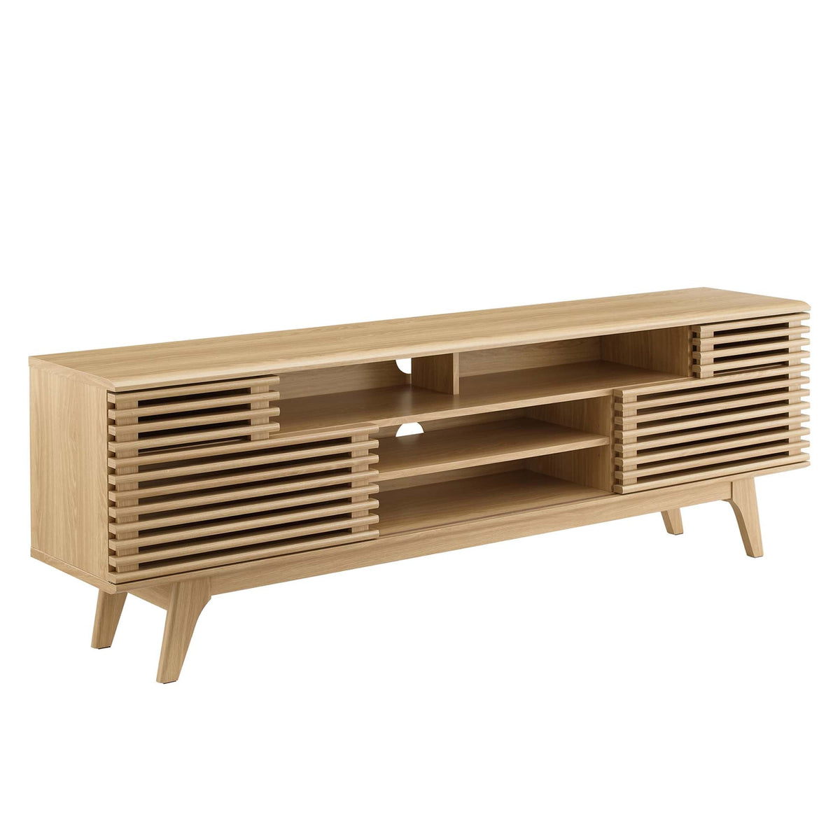 Render Media Console TV Stand by Modway, light oak with slatted sides, HouseOfZazla on Tampa Home & Garden Store