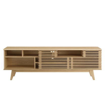 Render Media Console TV Stand by Modway in wood with open cubbies and slatted panels on Tampa Home & Garden Store