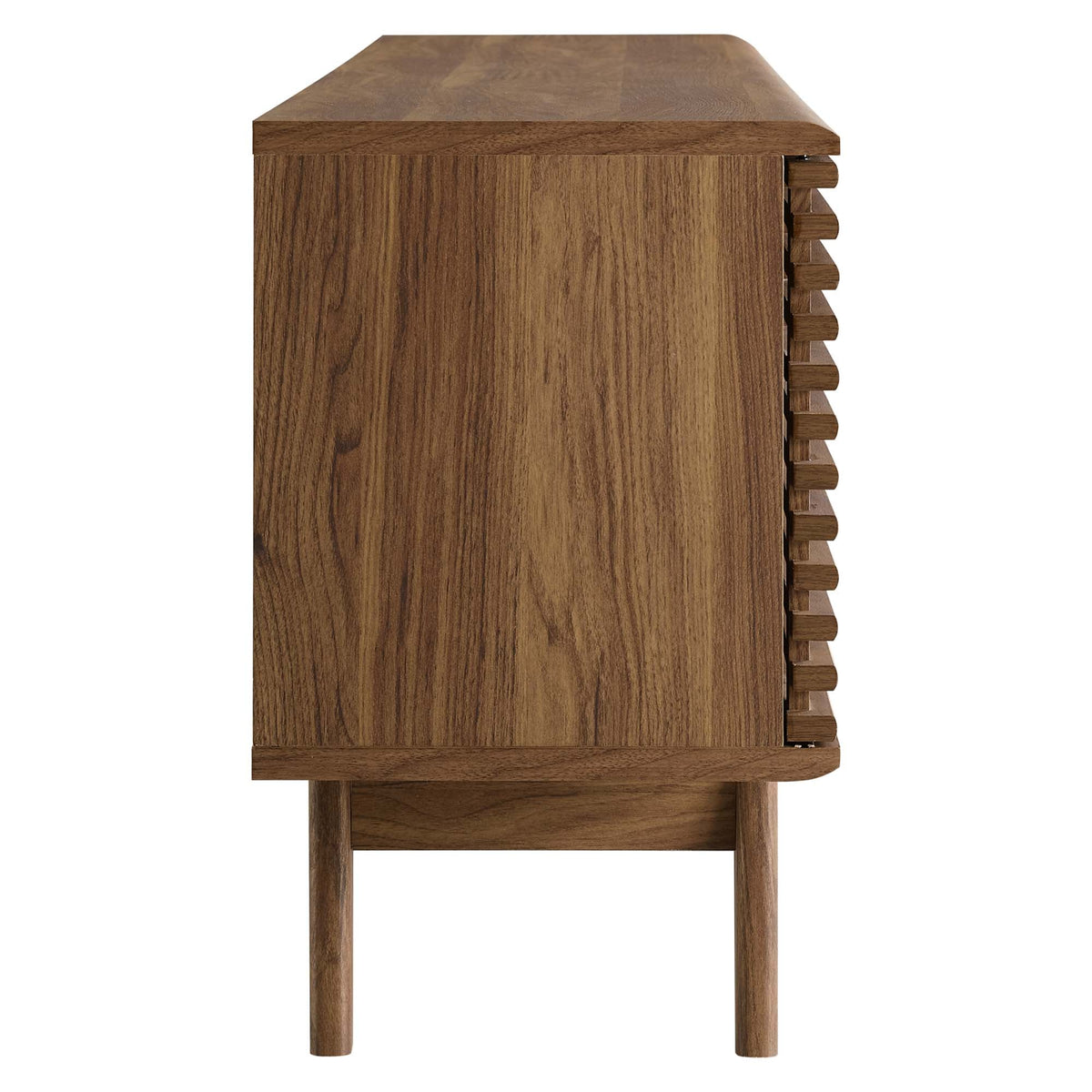Render Media Console TV Stand by Modway, warm wood grain finish with slatted side accents on Tampa Home & Garden Store