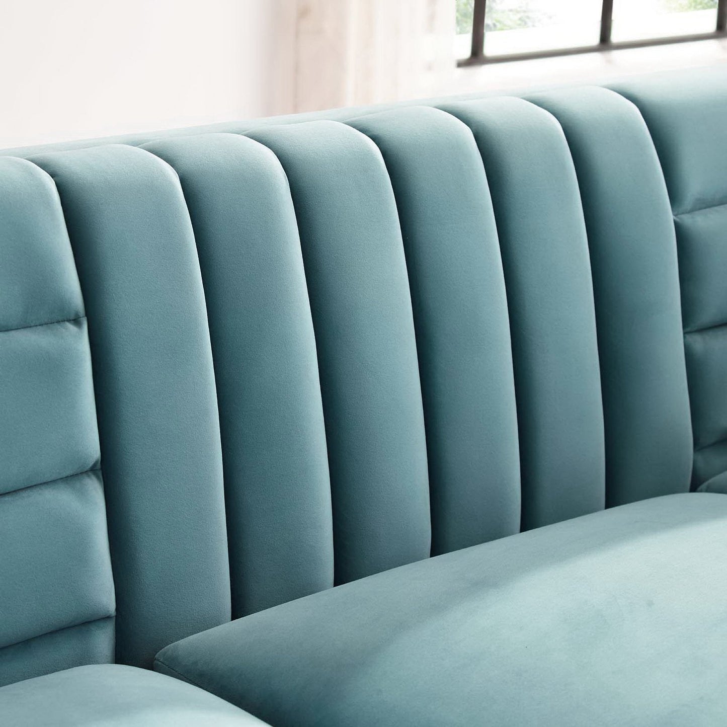 Ingenuity Channel Tufted Velvet Sofa And Lounge