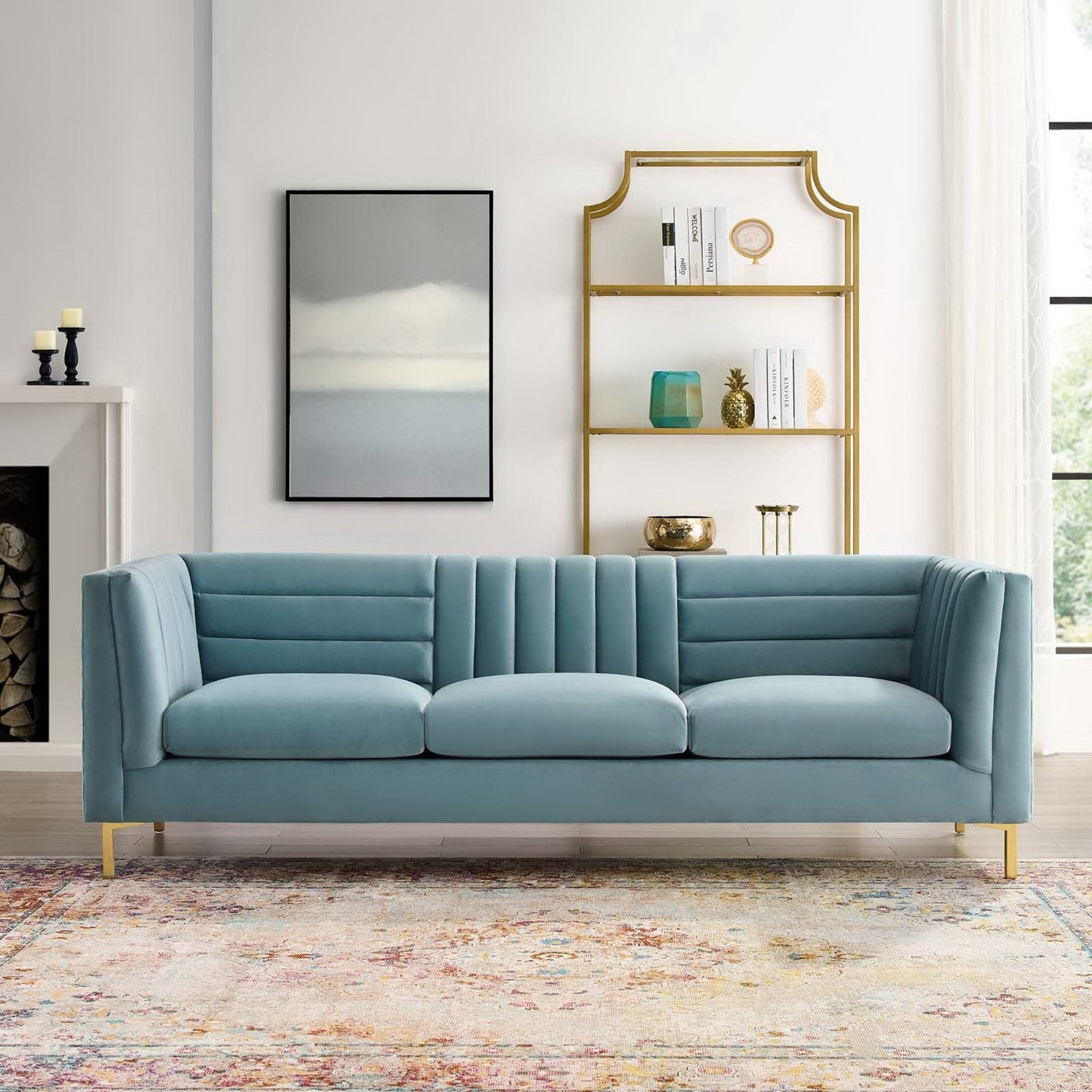 Ingenuity Channel Tufted Velvet Sofa And Lounge
