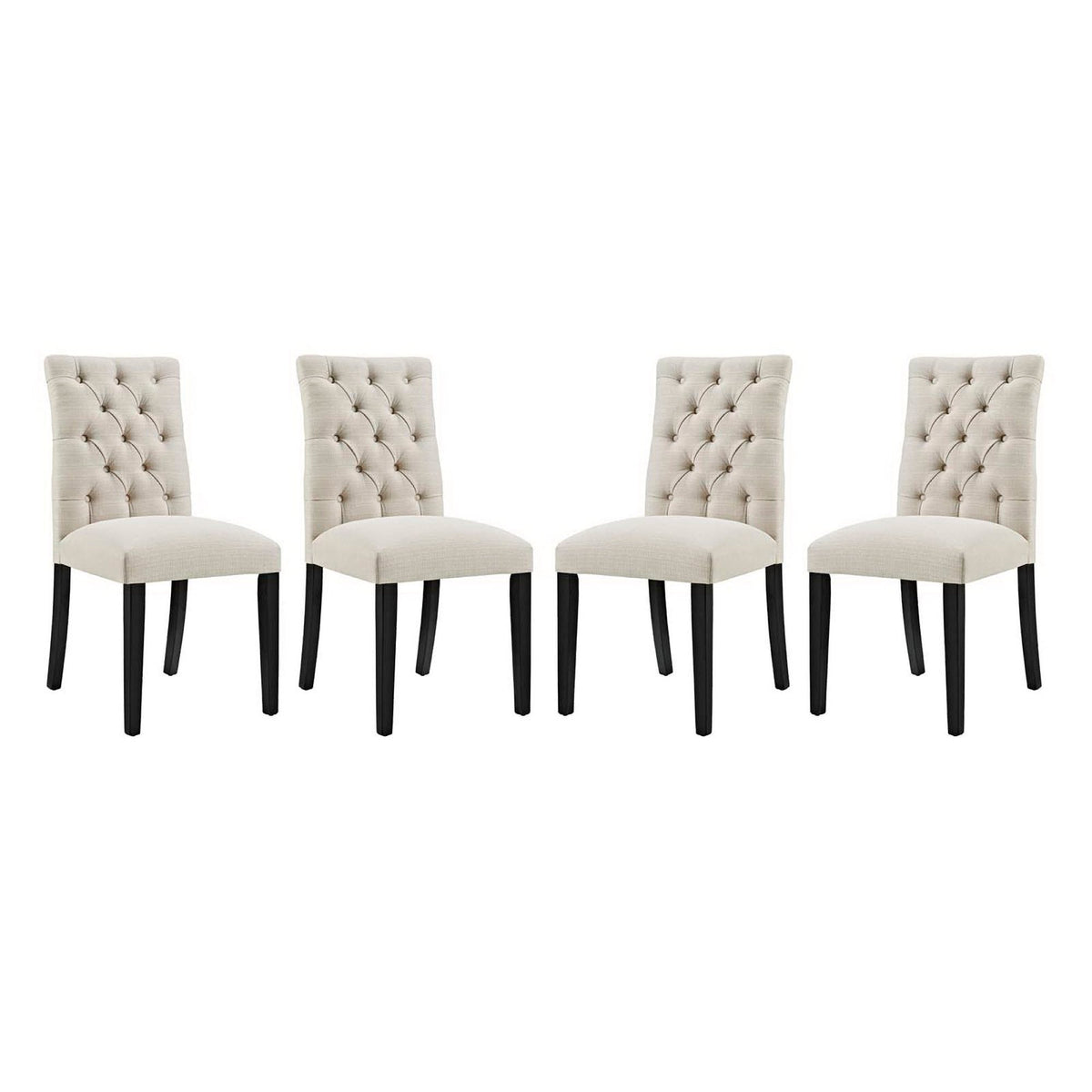 Duchess Fabric Dining Chair Set of 4 beige tufted chairs with black legs HouseOfZazla on Tampa Home & Garden Store