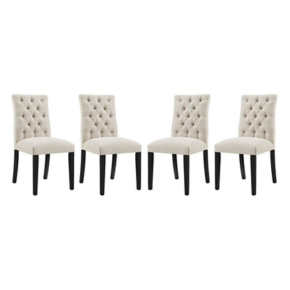 Duchess Fabric Dining Chair Set of 4 beige tufted chairs with black legs HouseOfZazla on Tampa Home & Garden Store