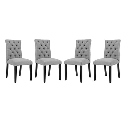 Duchess Fabric Dining Chair Set of 4 in grey tufted fabric with black legs by HouseOfZazla on Tampa Home & Garden Store