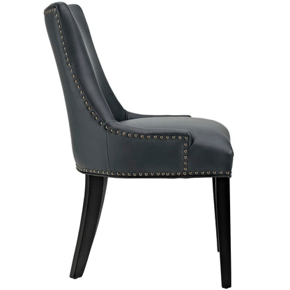 Marquis faux leather dining chair set of 2 in dark gray with brass nailhead trim on Tampa Home & Garden Store
