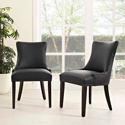 Marquis Faux Leather Dining Chair Set of 2, black with nailhead trim, wood legs HouseOfZazla on Tampa Home & Garden Store