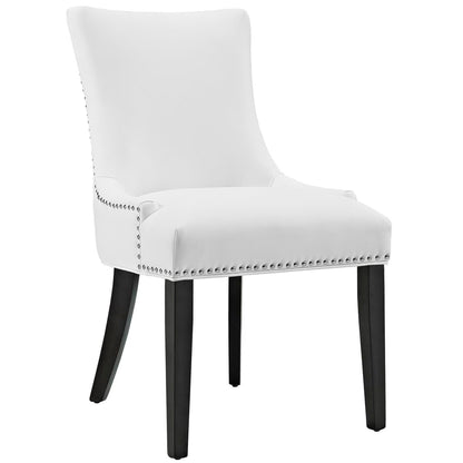 Marquis Faux Leather Dining Chair Set of 4, white with nailhead trim and black legs on Tampa Home & Garden Store