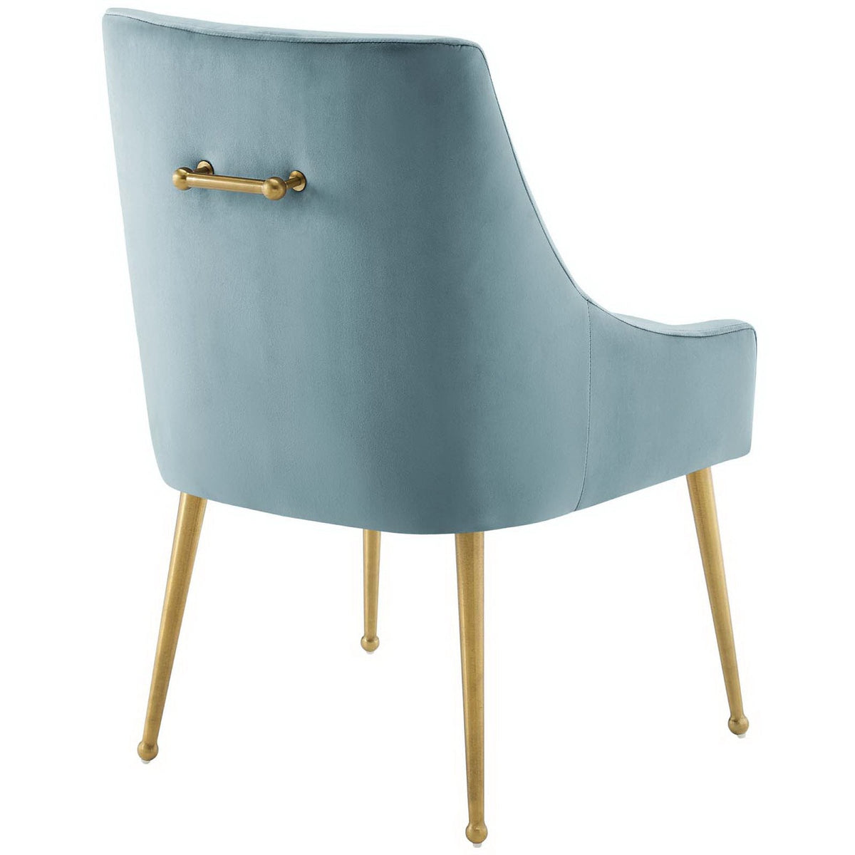 Discern Upholstered Velvet Dining Chair blue velvet with brass legs on Tampa Home & Garden Store