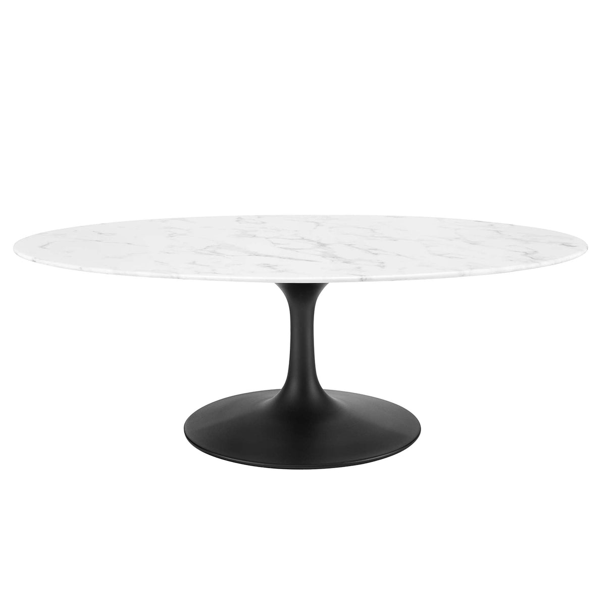 Lippa 48in oval faux marble coffee table with black pedestal base by Modway on Tampa Home & Garden Store