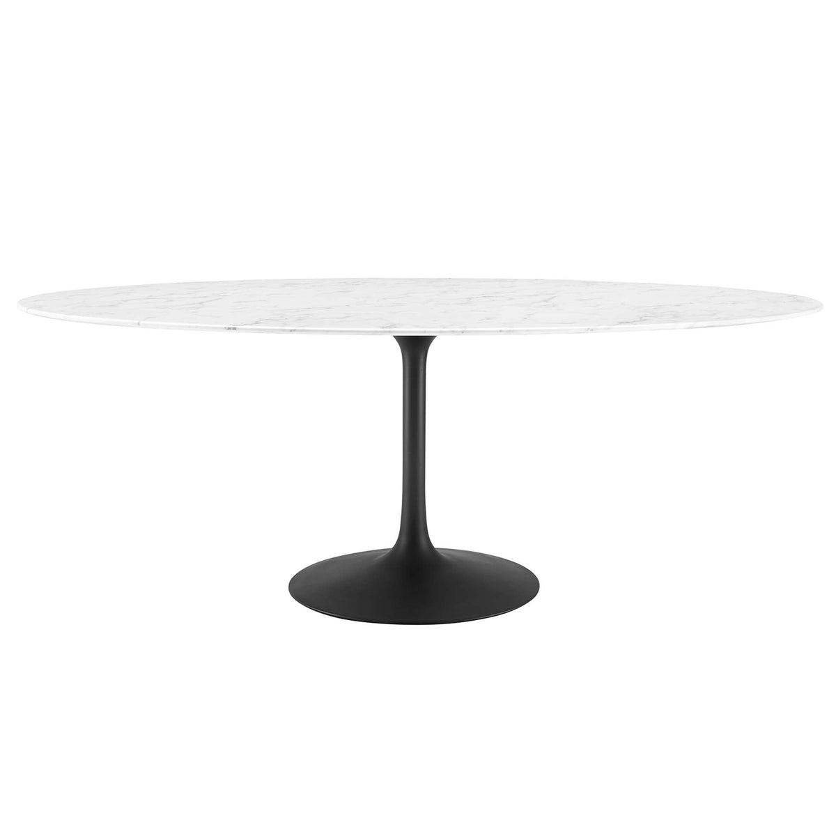 Lippa Oval Faux Marble Dining Table by Modway, white faux marble top with black pedestal base on Tampa Home & Garden Store