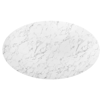 Lippa oval faux marble dining table top white with gray veining by Modway on Tampa Home & Garden Store
