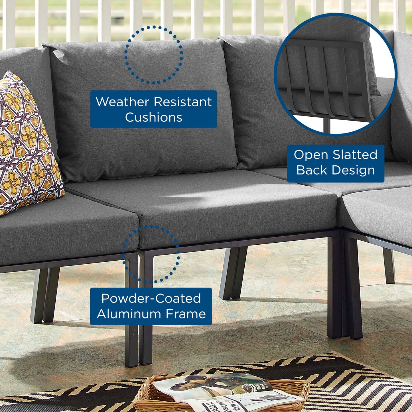 Modway Outdoor Patio Aluminum Armless Chair