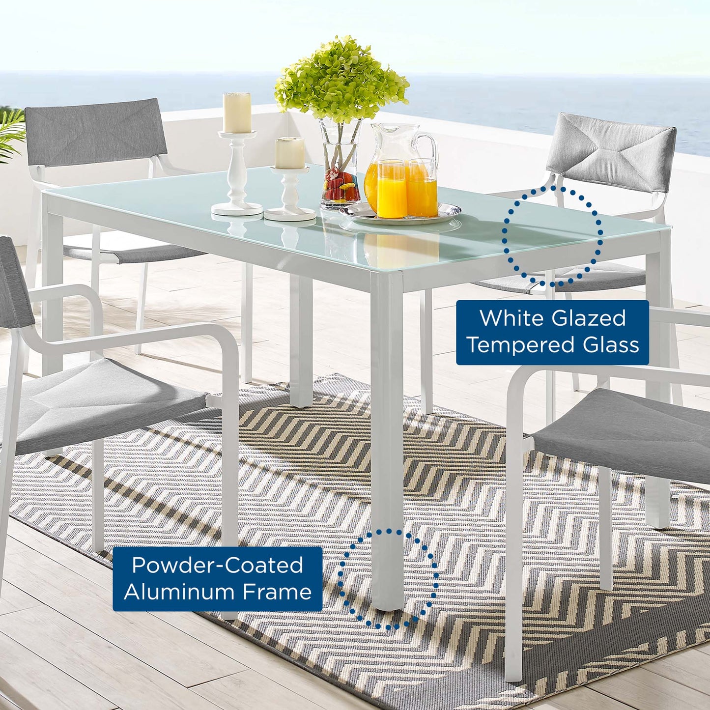 Raleigh Aluminum Outdoor Dining Table for Patio