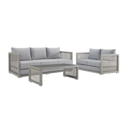 Aura 3 Piece Outdoor Wicker and Rattan Patio Set