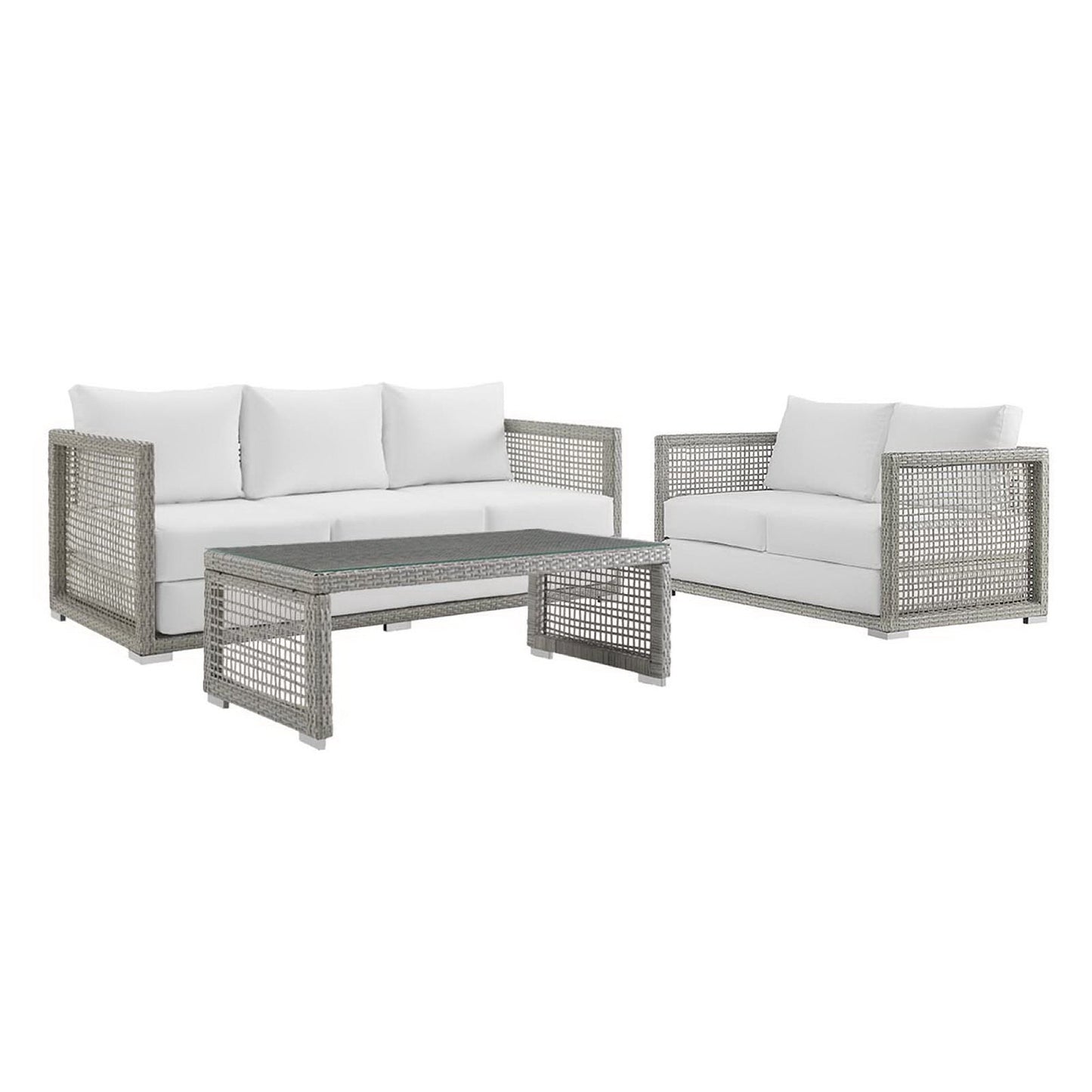 Aura 3 Piece Outdoor Wicker and Rattan Patio Set