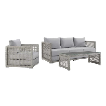 Aura 3 Piece Outdoor Wicker And Rattan Set
