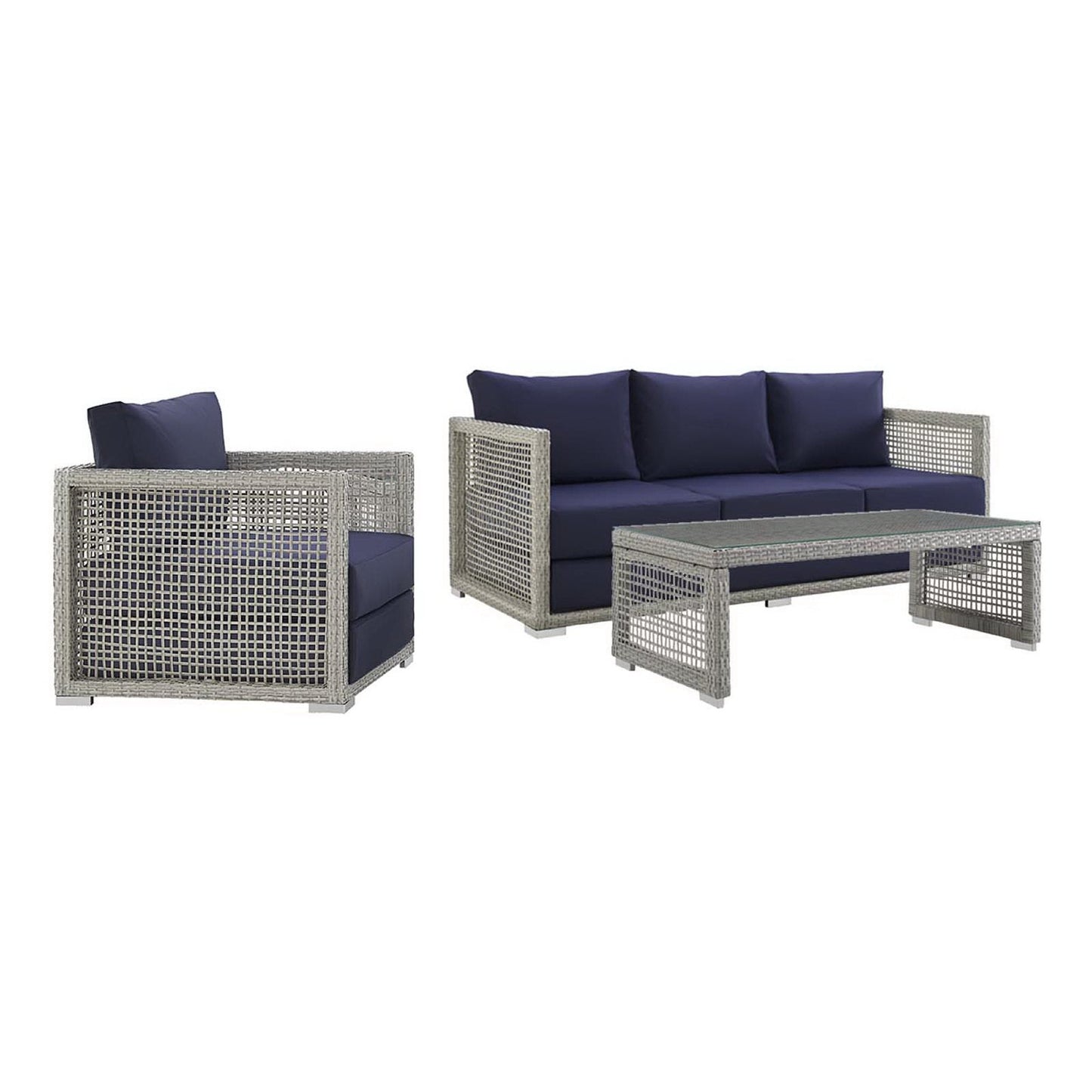 Aura 3 Piece Outdoor Wicker And Rattan Set