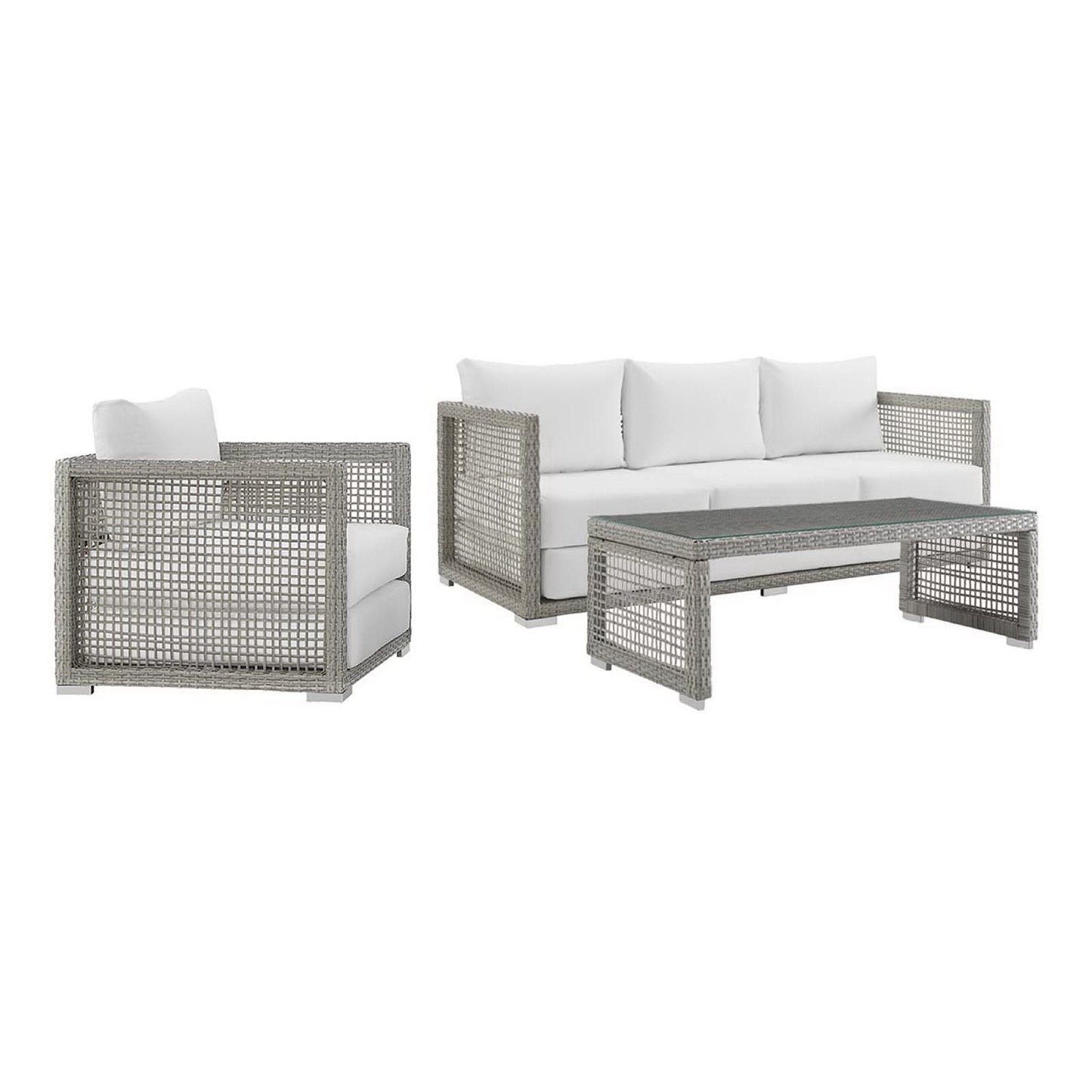 Aura 3 Piece Outdoor Wicker And Rattan Set