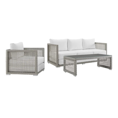Aura 3 Piece Outdoor Wicker And Rattan Set
