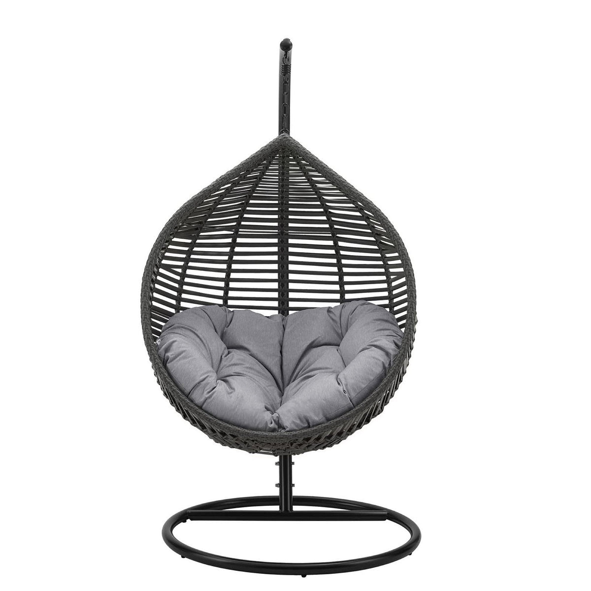 Garner Teardrop Swing Chair by Modway with gray cushion on wicker stand Tampa Home Garden Store on Tampa Home & Garden Store
