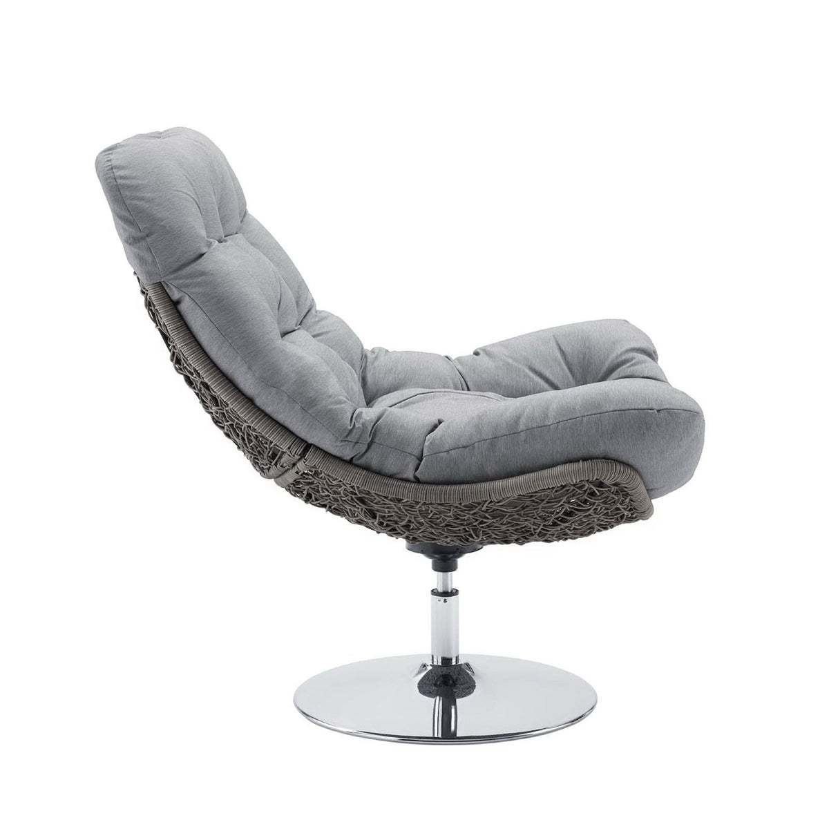 Brighton wicker rattan outdoor swivel lounge chair with gray cushions by Modway, base on Tampa Home & Garden Store