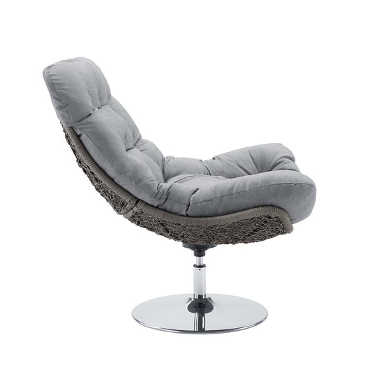 Brighton wicker rattan outdoor swivel lounge chair with gray cushions by Modway, base on Tampa Home & Garden Store