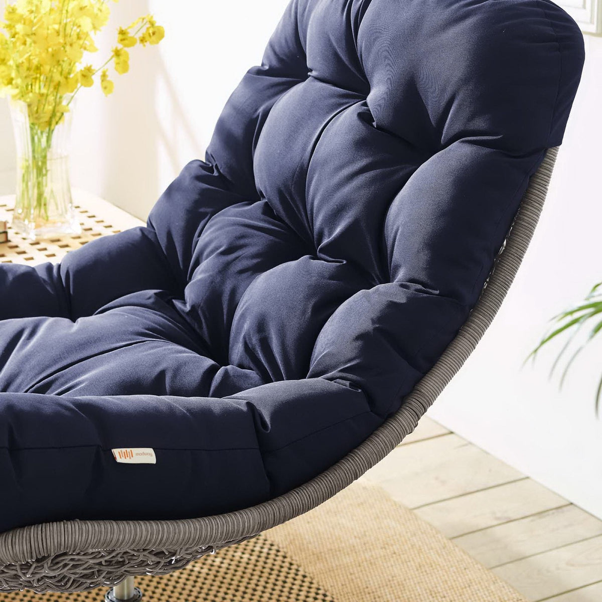Brighton Wicker Rattan Outdoor Patio Swivel Lounge Chair with navy cushions by Modway on Tampa Home & Garden Store