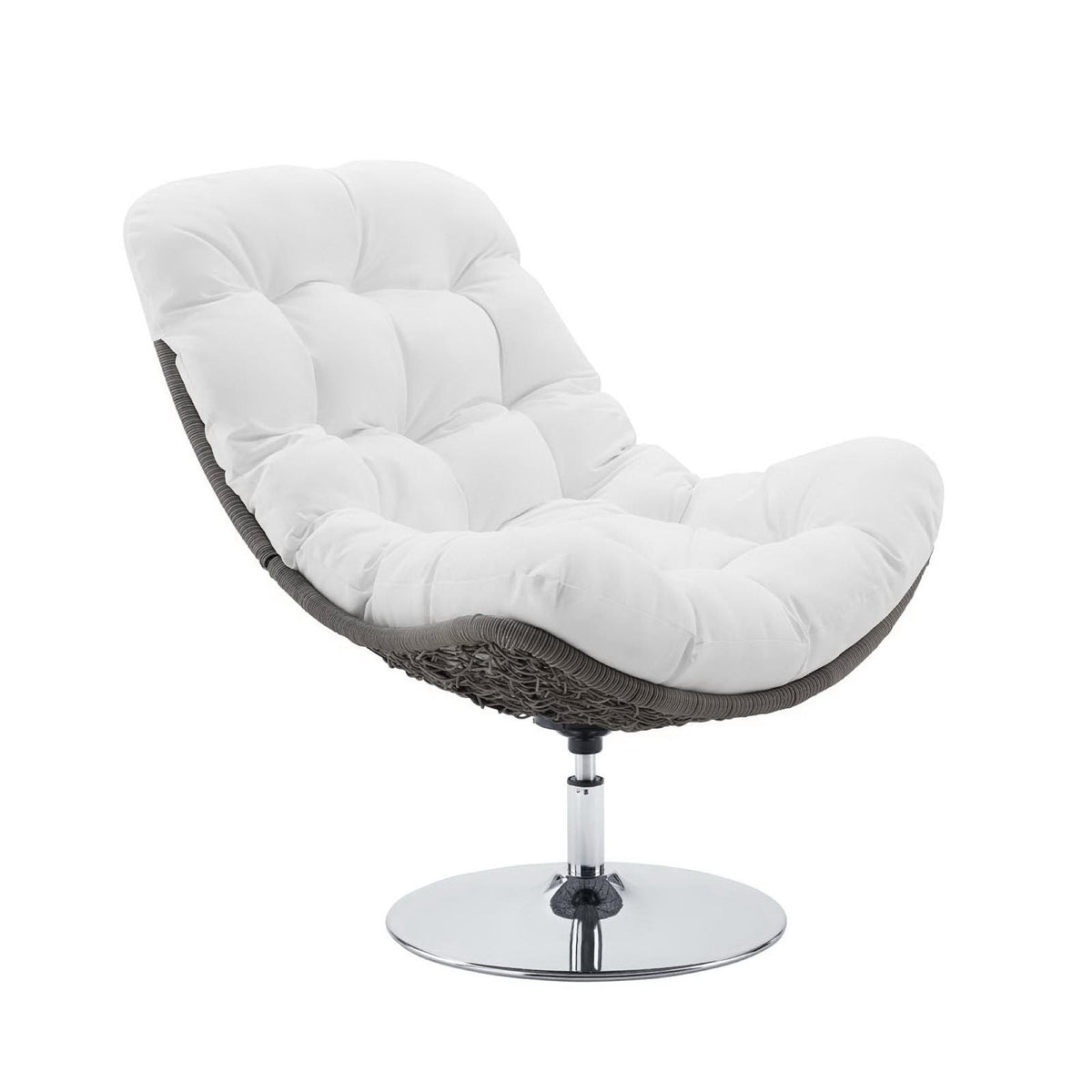 Brighton Wicker Rattan Swivel Lounge Chair by Modway with white cushions on Tampa Home & Garden Store