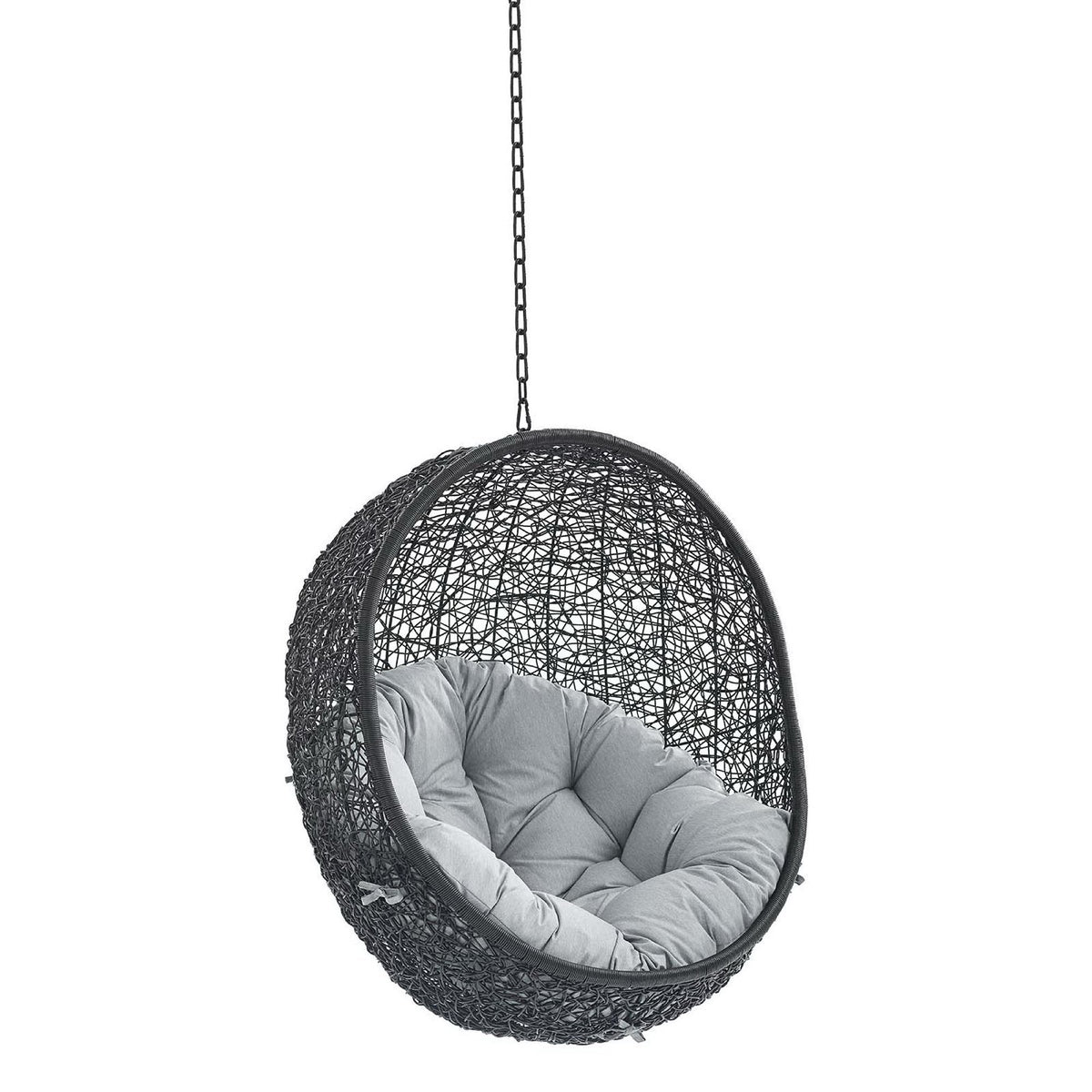 Encase Sunbrella Swing Chair hanging egg chair in dark wicker with gray cushion on Tampa Home & Garden Store