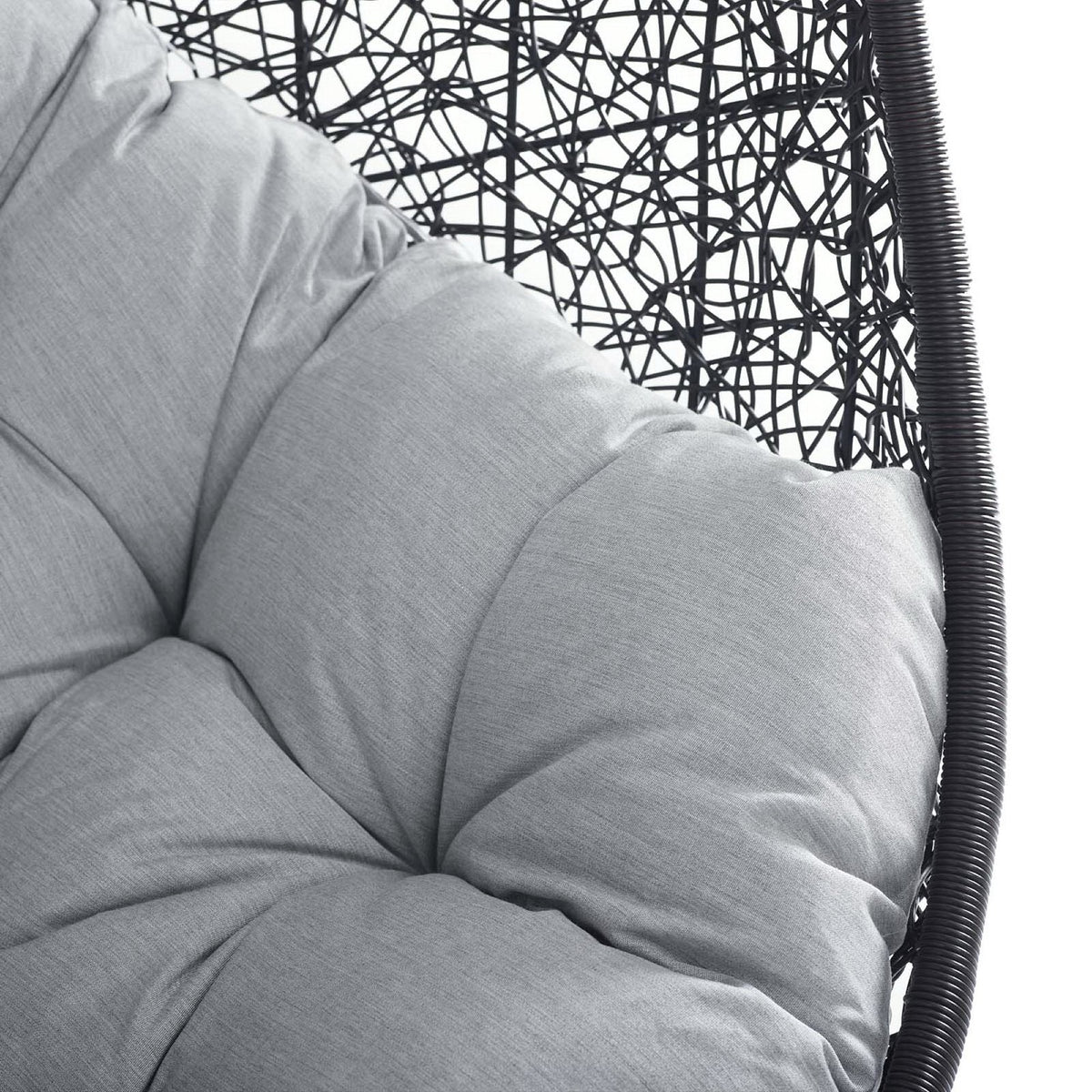 Encase Sunbrella lounge chair cushion on a black woven rattan swing chair without stand Modway on Tampa Home & Garden Store