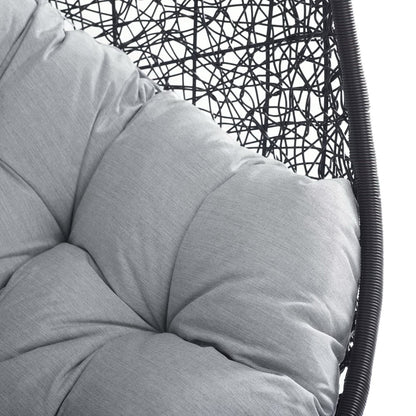 Encase Sunbrella lounge chair cushion on a black woven rattan swing chair without stand Modway on Tampa Home & Garden Store