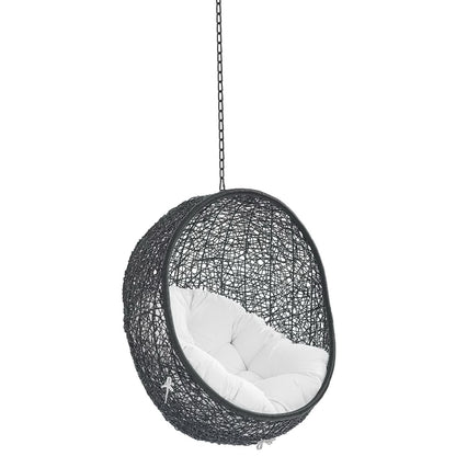 Encase Sunbrella swing outdoor lounge chair hanging wicker chair with white cushion on Tampa Home & Garden Store