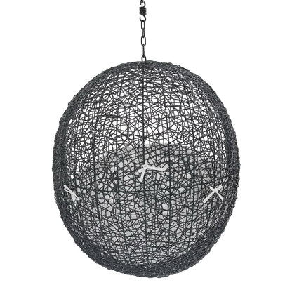 Black woven metal spherical pendant light with hanging chain on Tampa Home & Garden Store