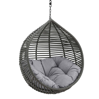 Garner Teardrop outdoor patio swing chair by Modway, dark woven rattan with gray cushion on Tampa Home & Garden Store