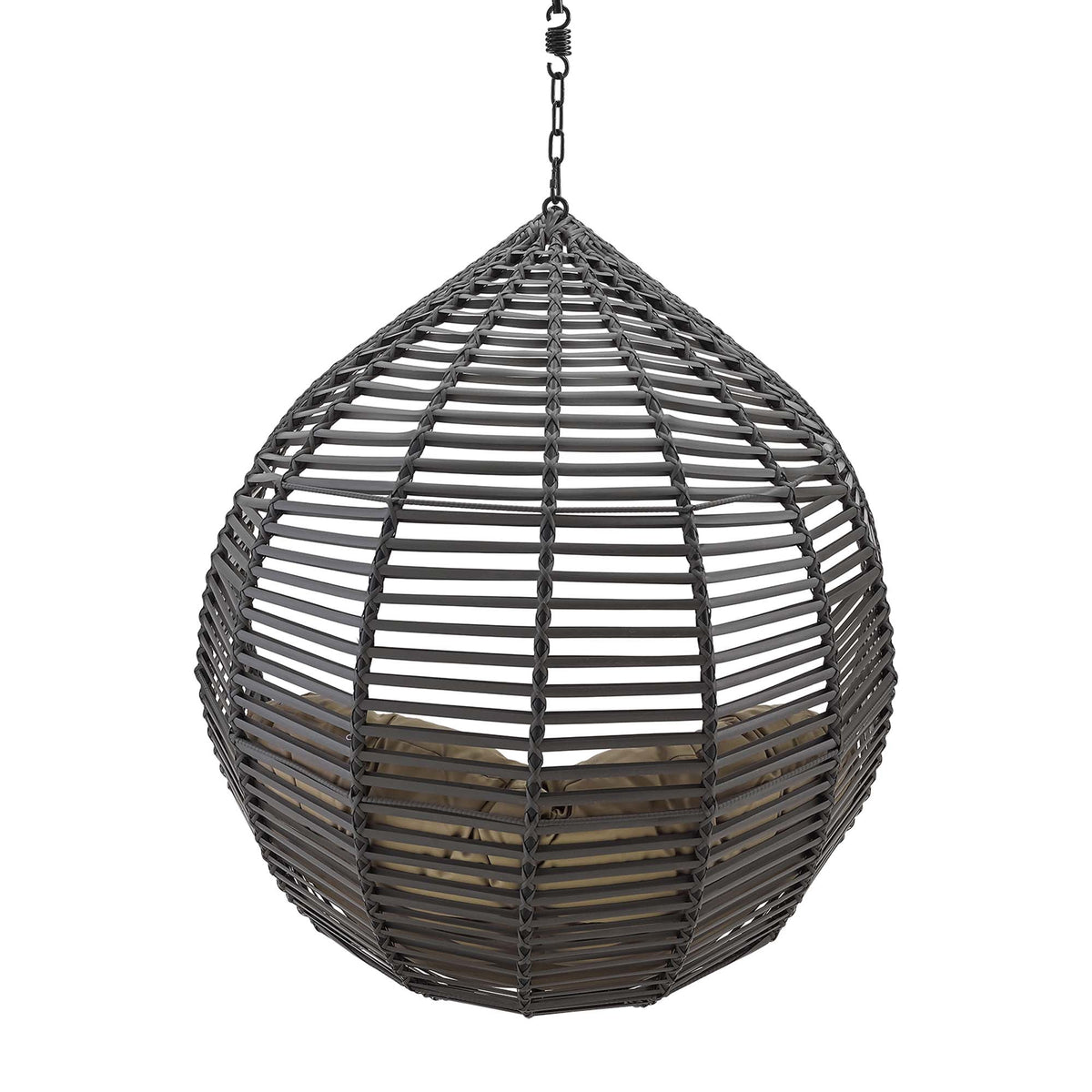 Garner teardrop outdoor patio swing chair without stand, dark gray wicker, HouseOfZazla on Tampa Home & Garden Store