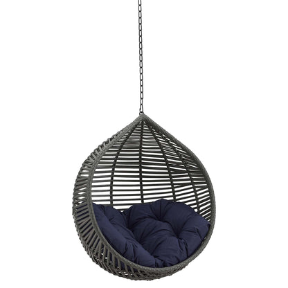 Garner Teardrop Patio Swing Chair Without Stand by Modway, hanging wicker seat with navy cushion on Tampa Home & Garden Store