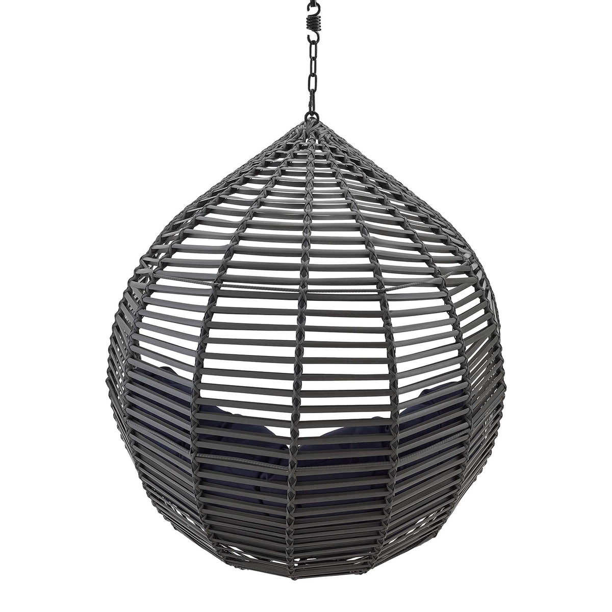 Garner teardrop outdoor swing chair without stand in dark gray woven rattan with chain on Tampa Home & Garden Store
