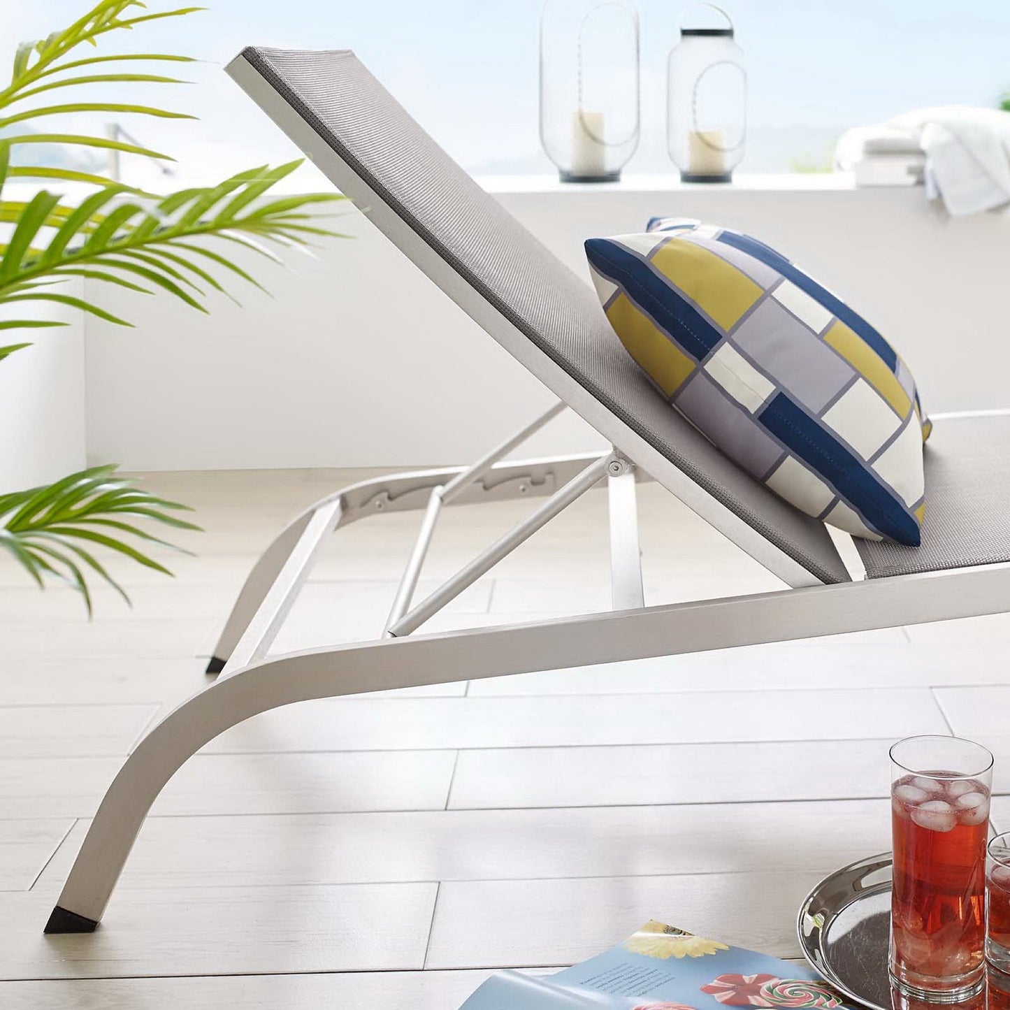 Modway Savannah Mesh Outdoor Lounge Chair and