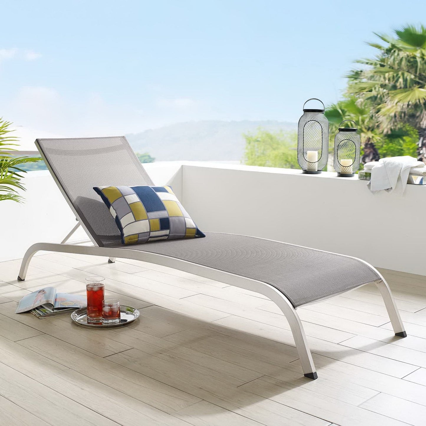 Modway Savannah Mesh Outdoor Lounge Chair and