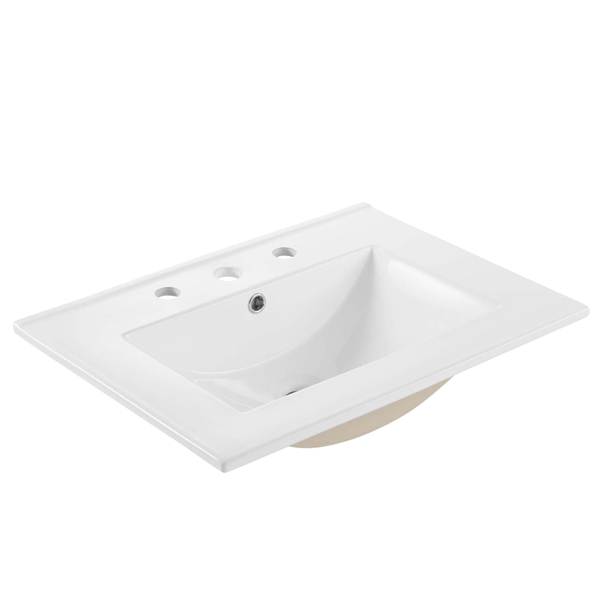 Cayman bathroom sink Modway white rectangular ceramic vanity with faucet holes on Tampa Home & Garden Store